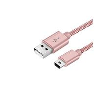 Cavo Mini USB 1M Cavo da USB 2.0 a Mini B Cavo di trasferimento Dati e Caricatore Compatibile con Dash Cam, Controller PS3, Lettore MP3, PDA, Fotocamera, Scanner e Altri dispositivi Mini USB (Rosa)