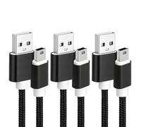 Cavo mini USB da 100 cm, 3 pezzi, da USB 2.0 a Mini USB, in nylon, compatibile con controller PS3, GoPro Hero 3+, lettore MP3/MP4, Dash Cam, Garmin Nuvi GPS, Blue Yeti