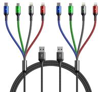 Cavo Multi Caricabatterie [2Pack 1,8m] Adattatore Multi Cavo 4 in 1 Multi Cavo di Ricarica Cavo Multi USB con porta IP/Micro USB/Tipo C per Telefoni cellulari/IP/Samsung Galaxy/Huawei/PS, e di più