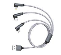 Cavo Multi USB, 3 in 1 Cavo Di Ricarica Multiplo 90 Gradi Cavo Di Ricarica Da 3 m Con iPhone/Micro/USB di Tipo C Cavo Multi Universale in Nylon per iPhone, Samsung, Huawei, Xiaomi, Tablet Laptop