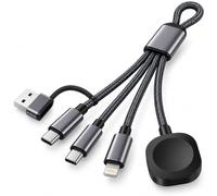 Cavo Multiplo USB C 5 in 1, Ricarica Rapida 18 W, Magnetico per Apple Watch | Doppio ingresso USB-A/USB-C, uscite USB-C e 8 pin con ricarica magnetica; 23 cm, ideale per viaggio, ufficio e auto