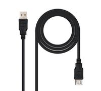 Nanocable 10.01.0203-Bk Cavo Prolunga USB 2.0, Tipo A/M-A/F, Maschio-Femmina, Nero, 1.8 Ms