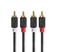 CAVO NEDIS CABW24200AT50 2x RCA Maschio A 2x RCA Maschio Placcato oro 5.00 m Tondo Antracite
