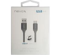 Cavo Nevox Type C USB a USB 3.0 nylon intrecciato 1M - grigio argento NEW
