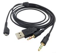 Cavo OFC ad alta fedeltà per Arctis 3 5 7 Pro 2 m per una lunga durata ad | Tripla presa placcata oro da 3,5 mm, suono chiaro, supporto microfono, lunghezza 2 m, adatta per serie Arctis