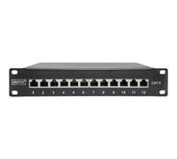 DIGITUS DN91612S - Pannello patch, 10'', 12 porte, Cat. 6, 1 U, nero