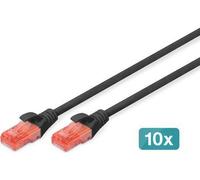Cavo patch CAT6 0.5m U/UTP 10 nero Cu LSZH AWG 26/7 10pz NEW