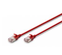 DIGITUS Cavo LAN Cat 6A - 1 m - Versione sottile AWG 32/7-10 Gbit/s - Cavo di rete RJ45 - F/FTP - PoE+ - LSZH - Compatibile con Cat-7, Cat-6, Cat-5e - Rosso
