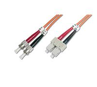 Cavo patch DIGITUS LWL OM2 - Cavo in fibra ottica da 1 m ST a SC - LSZH - Duplex Multimode 50/125µ - 10 GBit/s - Arancione, OM2 - ST/SC