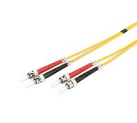 Cavo patch DIGITUS LWL OS2 - Cavo in fibra ottica da 1 m ST a ST - LSZH - Duplex monomodale 09/125µ - 10 GBit/s - Giallo, OS2 - ST/ST