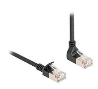 Cavo patch RJ-45 Cat.6a S/FTP, Slim 90° angolato Nero
