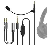 Cavo per cuffie con microfono Boom Geekria compatibile con Bose QC Ultra II/SE/45, 700, jack da 2,5 mm, cordone di ricambio in nylon intrecciato con microfono Boom per gaming e meeting (5,6 ft)