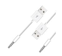 Cavo per iPod Shuffle, da jack da 3,5 mm a caricatore USB + cavo di ricambio per sincronizzazione dati, compatibile con iPod Shuffle 3a, 4a, 5a, 6a generazione, MP3/MP4, colore: bianco