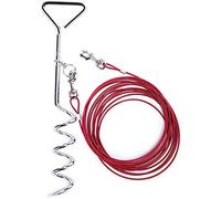 Cavo per legare e picchetto per cani, cavo da 9 m, 40,6 cm, resistente, antiruggine, a spirale, per cani fino a 36,3 kg. Ideale per campeggio, cortile e attività all'aperto per il tuo cane per correre