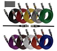 Cavo per microfono XLR Bilanciato 5M(10 Pezzi,multicolore),da maschio a femmina,schermatura a 3 pin,cavo patch DMX,con soppressione EMI e RFI,compatibile con amplificatore,altoparlante+5 fascette