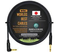 Cavo per strumenti per basso da 1,5 m, realizzato su misura da WORLDS BEST CABLES, con filo Mogami 2524 e connettori TS dorati Neutrik NP2RX-B e NP2X-B da ¼ pollici (6,35 mm)
