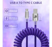 Cavo per tastiera arrotolato MAMBASNAKE C01Ultra RGB, cavo aviatore USB-C personalizzato pro per tastiere da gioco, design a doppia guaina stabile, 2m da Tipo-C a USB-A ad alta velocità, aviatore in m