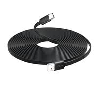 Cavo piatto da USB A a USB C, 3 m, tipo C, per ricarica e trasferimento dati, con chiodi di fissaggio e fascette per telecamere di sicurezza CCTV, Tapo TP-Link, Petcube Cam, eufyCam, Blink Mini2 e