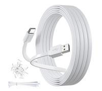 Cavo piatto da USB A a USB C, 5 m, di tipo C, per ricarica e trasferimento dati, con chiodi di fissaggio e fascette per telecamere di sicurezza CCTV, Tapo TP-Link, Petcube Cam, eufyCam, Blink Mini2