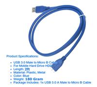 Cavo piatto Micro USB 3.0 da 60 cm per hard disk esterni WD My Passport e My Book.