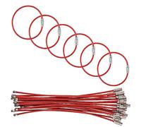 Cavo portachiavi in acciaio inox da 15 cm, diametro del filo 2 mm, anello portachiavi in metallo, adatto per sport, viaggi, bagagli, targhette identificative, accessori fai da te, 20 pezzi, Rosso