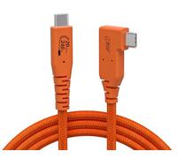 Cavo Professionale Tethering USB C 5M, Cavo Video USB 4 Ad Angolo Retto con PD 240W, 4K@60Hz, 20Gbps Link per Collegamento tra Fotocamera e Computer, Sony A7IV/Canon R5/Nikon/MacBook Pro(Arancione)