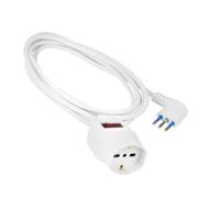 CAVO PROLUNGA 5 METRI BIANCO CON INTERRUTTORE E PROTEZIONE DA SOVRATENSIONE 2300W SPINA ANGOLARE 10A 2P+T PRESA BIPASSO+SHUKO