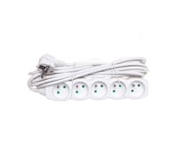 Cavo Prolunga 5 Prese con/u 5m/H05VV-F 3G1/Bianco P0515 Prolunga