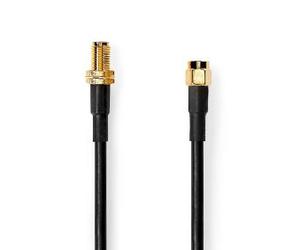 CAVO PROLUNGA ANTENNA SMA NEDIS CSGP02400BK100 SMA maschio | SMA femmina | Placcato oro | 50 Ohm | Doppio schermo | 10.0 m | Tondo | PVC | Nero | Polybag