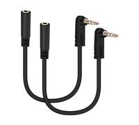 Cavo prolunga audio da 3,5 mm, 0,5 piedi, connettore TRS maschio da 1/8" ad angolo retto con connettore femmina, cavo ausiliario per cuffie, computer portatili e telefoni, confezione da 2 unità