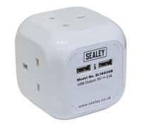 Cavo Prolunga Cubo 1.4m 4 X 230V & 2 X USB Prese - Bianco - Sealey EL144USB N