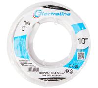 CAVO PROLUNGA H05VV F 3G15MM 10 METRI BIANCO FLESSIBILE ISOLATO SICURO USO ELETT