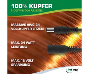 Cavo prolunga spina DC 5,5x2,1mm - nero - 0,5m NEW