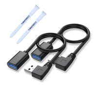 Cavo Prolunga USB 3.0 Angolo Retto, Cavo Dati USB Maschio a Femmina da 30 cm, Adattatore U-SB da 90 Gradi con Contatti Placcati oro per Unità Flash U-SB, Disco Rigido (Angolo Retto, 2 Pezzi, Nero)