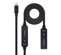 NANOCABLE 10.01.1312 - Cavo USB 3.2 prolunga con amplificatore tipo C/M-C/H, 10 m, nero
