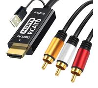 Cavo RCA a HDMI 3FT con IC, 3-RCA AV a HDMI Maschio Cavo Video Audio Component Converter Adattatore 1080P Cavo per TV HDTV DVD