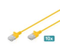 DIGITUS Cavo LAN Cat 6 - 0,3 m - 1 Gbit/s - 10 pezzi - U-UTP non schermato - Slim AWG 32/7 - PoE+ - LSZH - 250 MHz - Cavo di rete RJ45 - Giallo