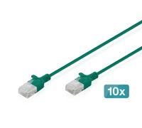 DIGITUS Cavo LAN Cat 6 - 1,0 m - 1 Gbit/s - 10 pezzi - U-UTP non schermato - Slim AWG 32/7 - PoE+ - LSZH - 250 MHz - Cavo di rete RJ45 - Verde