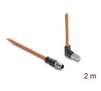 Cavo Rete Delock Cat.6a S/FTP M12 e RJ45 Angolo 90° 2m Arancione