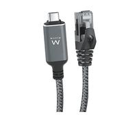 Ewent Cavo da Ethernet a USB-C, Adattatore USB C a Ethernet Gigabit RJ45,Collegamento Rapido e Diretto,Compatibile con Thunderbolt 4/5,per MacBook,Laptop e dispositivi USB4, Cavo intrecciato,1 METRO