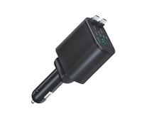 Cavo retrattile di tipo C da 90 W, ricarica per auto, doppia porta USB, tecnologia di ricarica rapida, sistemi di spegnimento automatico, caricabatterie da auto retrattile con doppia porta USB C