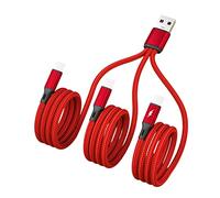 Cavo ricarica da USB-A a tipo C con tre, Red 120CM | Tre connettori tipo C da un ' sorgente USB-a, due connettori riservati per la ricarica a 5 V, cavo