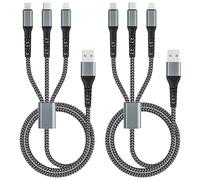 Cavo Ricarica Multiplo 1.2M 2Pezzi, Multi Cavo di Ricarica 3 in 1 Nylon cavo USB Multiplo con Micro USB Tipo C Lightning per iPhone,Samsung Galaxy,Google Pixel,Xiaomi,Huawei,Sony,LG,Android,LG,PS5