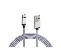 Cavo rinforzato Usb > Micro Usb 100 cm Grigio Struttura in metallo, collo CAVO