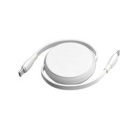 Cavo rotondo da tipo C a tipo C, bianco | Cavo retrattile da 1 m per 240 W di corrente e connessioni dati da 480 Mbit/s in viaggio