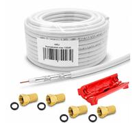Cavo satellitare 50 m 135 dB + pinza a compressione + spelacapa + set HD masc...