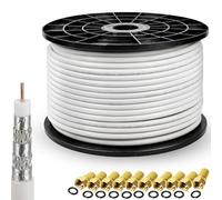 Cavo satellitare coassiale PremiumX Basic Pro 135dB 100m Cavo schermato a 5 vie per cavo coassiale per antenna 4K Ultra HD | DVB-S / S2 | DVB-C | DVB-T | Sistemi BK + 10 x F-Plug da 8,0 mm