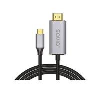 Cavo Savio CL-171 USB-C a HDMI 2.0 4K 2 m nero e argento HDCP 4K 120Hz