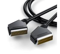 Cavo Scart 21 Poli, Adattatore Connettore SCART Compatibile con RGB, Nero, 5 m, Collegamenti Analogici video/audio per TV, registratore, lettore DVD, VCR - Schermatura Multipla (maschio a maschio)