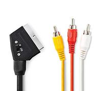 Cavo SCART | SCART Male | 3x RCA maschio | Placcato nickel | commutabile | 480p | 2.00 m | Tondo | PVC | Nero | Etichetta
